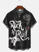 Alohadaddy Vintage Rock Music Instrument Printed Casual Plus Size Shirts