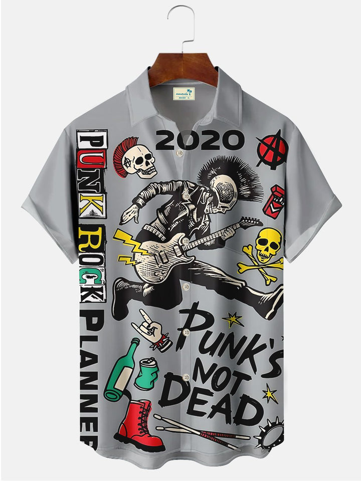 Alohadaddy Rock Skull Printed Casual Plus Size Shirts