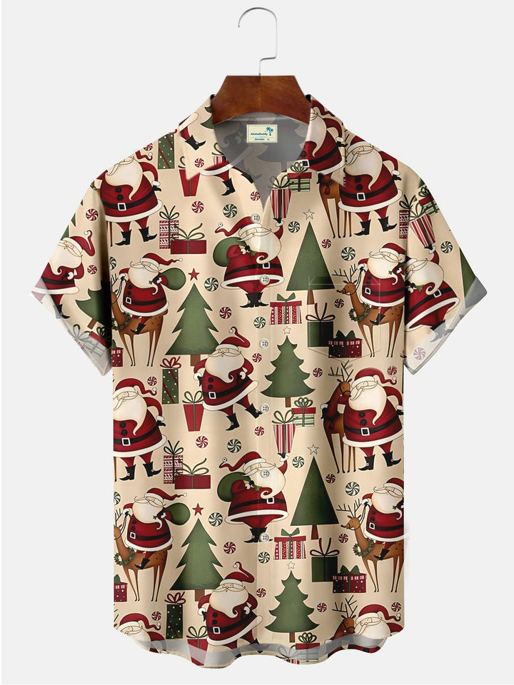 Alohadaddy Christmas Santa Claus Printed Casual Plus Size Shirts