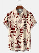 Alohadaddy Vintage Christmas Santa Claus Snowman Illustration Casual Plus Size Shirts