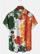 Alohadaddy St Patrick's Day Clover Contrast Colour Printed Casual Plus Size Shirts