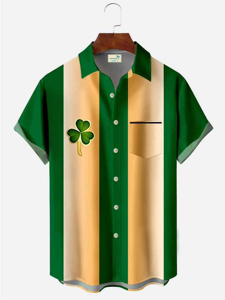 Camisas informales de talla grande con estampado de bolos y trébol de San Patricio de Alohadaddy