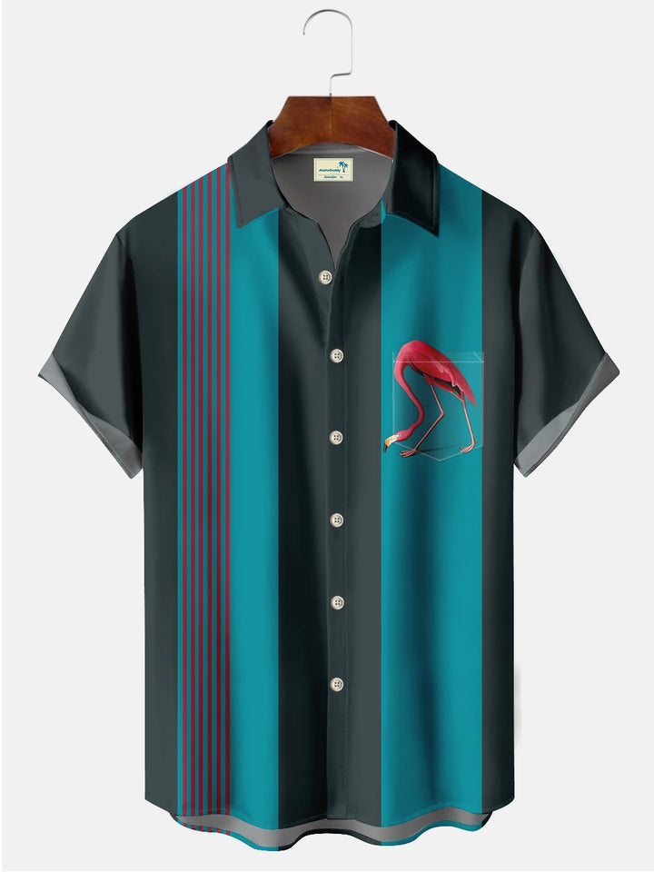 Alohadaddy Flamingo Bowling Printed Casual Plus Size Shirts