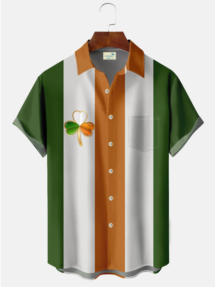 Camisas informales de talla grande con estampado de bolos y trébol de San Patricio de Alohadaddy