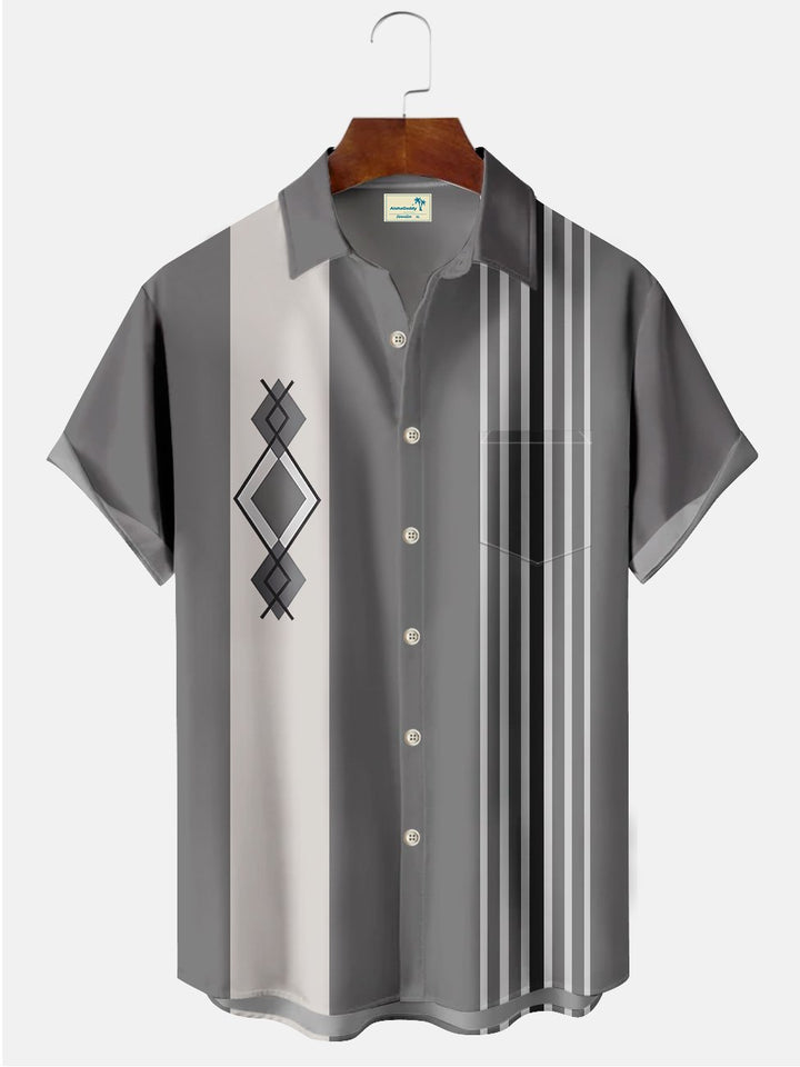 Alohadaddy Abstract Geometric Bowling Printed Casual Plus Size Shirts