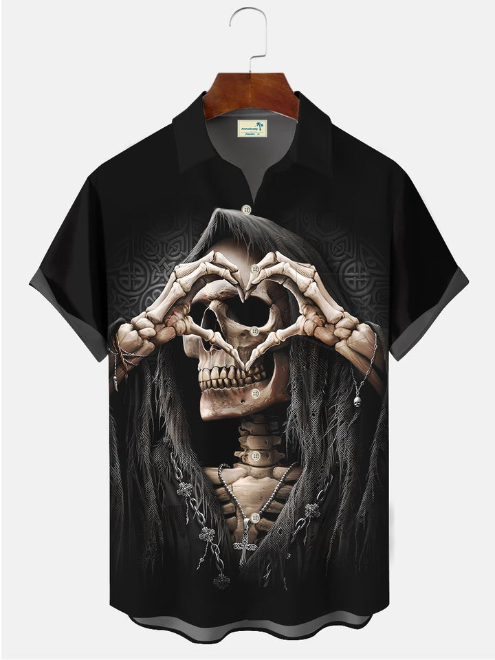 Camisas casuales de talla grande con estampado de calaveras de Alohadaddy