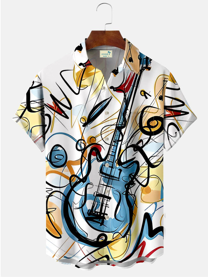 Camisetas informales de talla grande con estampado de pintura de guitarra e instrumento musical abstracto de Alohadaddy