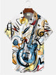 Alohadaddy Abstract Music Instrument Guitar Painting Printed Casual Plus Size Shirts