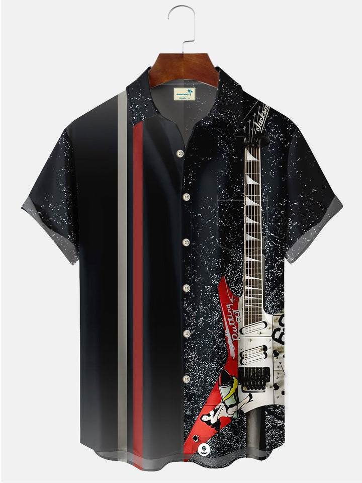 Alohadaddy Rock Music Instrument Guitar Printed Casual Plus Size Shirts