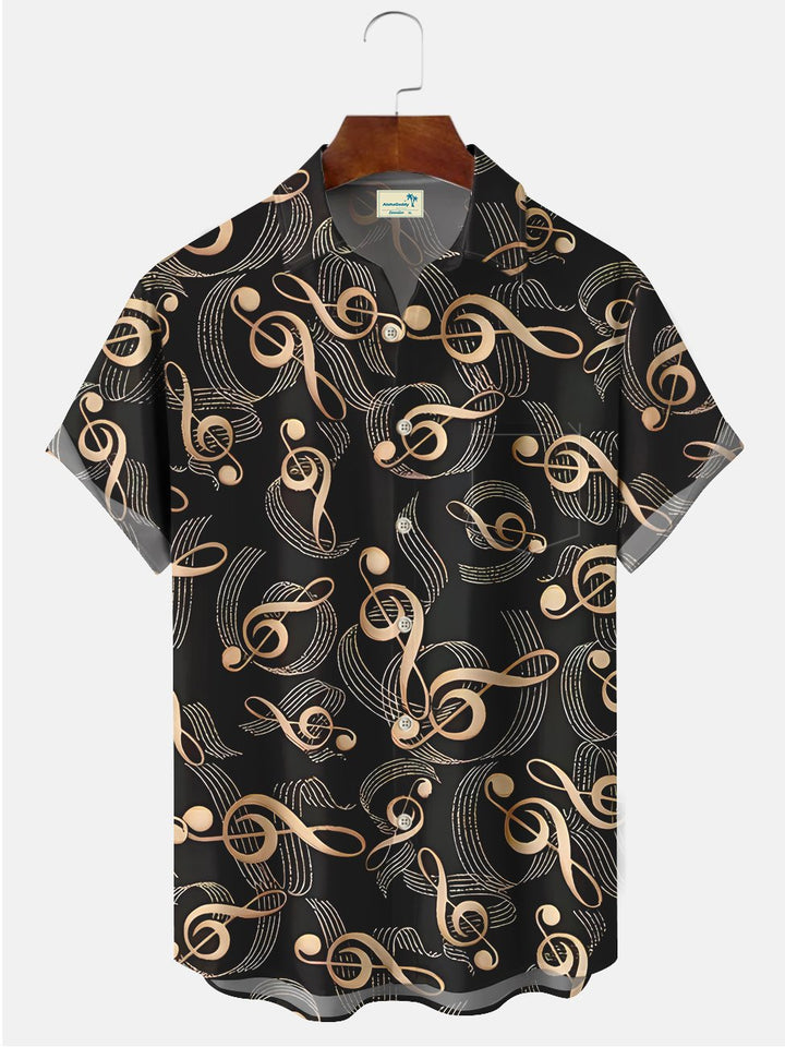 Alohadaddy Music Note Printed Casual Plus Size Shirts