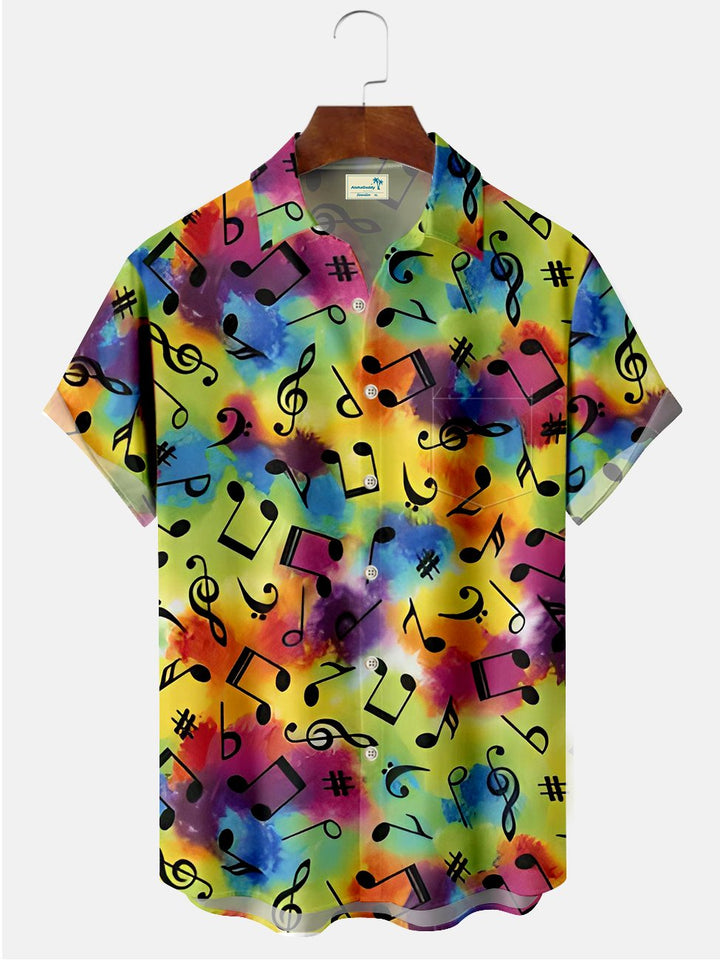 Camisas casuales de talla grande con estampado ombré y notas musicales de Alohadaddy