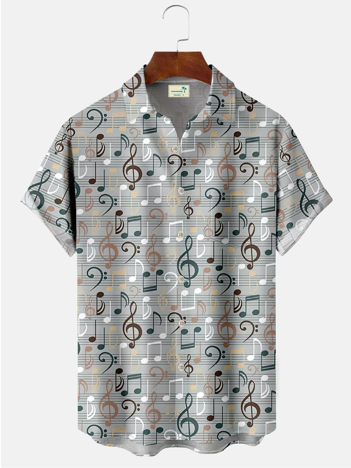 Alohadaddy Music Note Printed Casual Plus Size Shirts