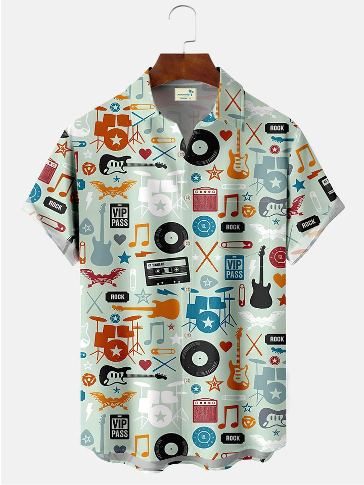 Alohadaddy Music Instrument Printed Casual Plus Size Shirts