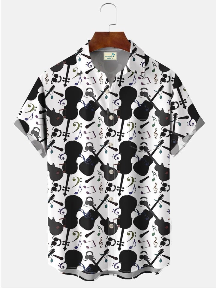 Camisetas casuales de talla grande con estampado de notas de guitarra y música de Alohadaddy
