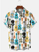 Alohadaddy Music Instrument Guitar Printed Casual Plus Size Shirts