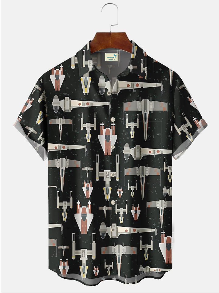 Alohadaddy Space Flight Printed Casual Plus Size Shirts