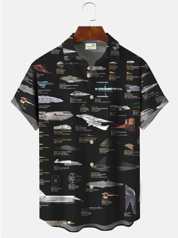 Alohadaddy Space Flight Printed Casual Plus Size Shirts