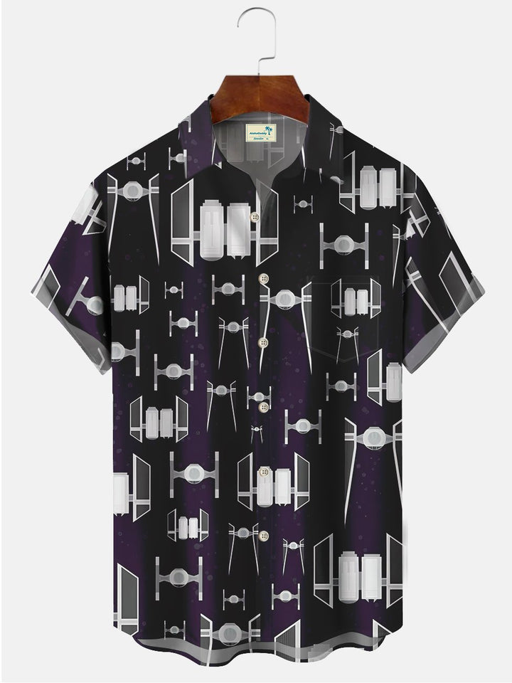 Alohadaddy Space Flight Printed Casual Plus Size Shirts