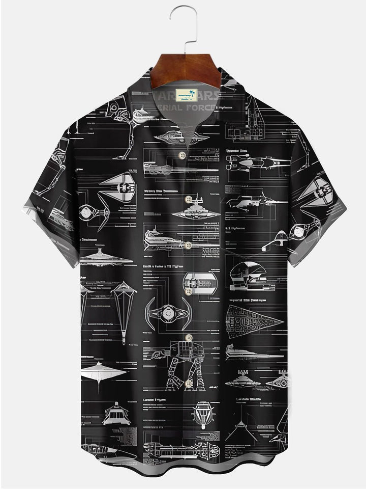 Alohadaddy Space Flight Printed Casual Plus Size Shirts