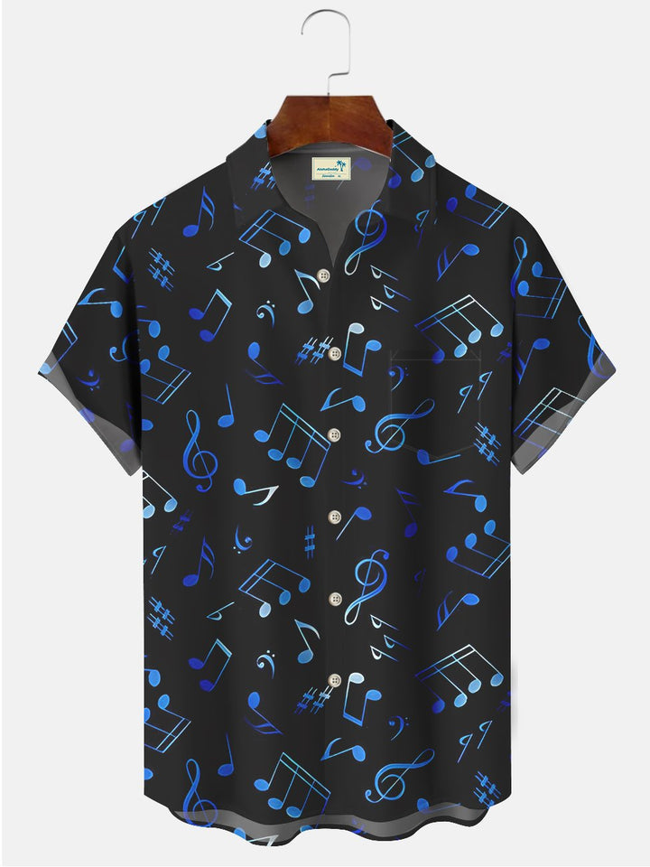 Camisas casuales de talla grande con estampado de notas musicales de Alohadaddy