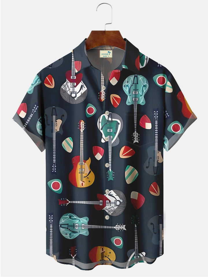 Alohadaddy Rock Music Instrument Printed Casual Plus Size Shirts