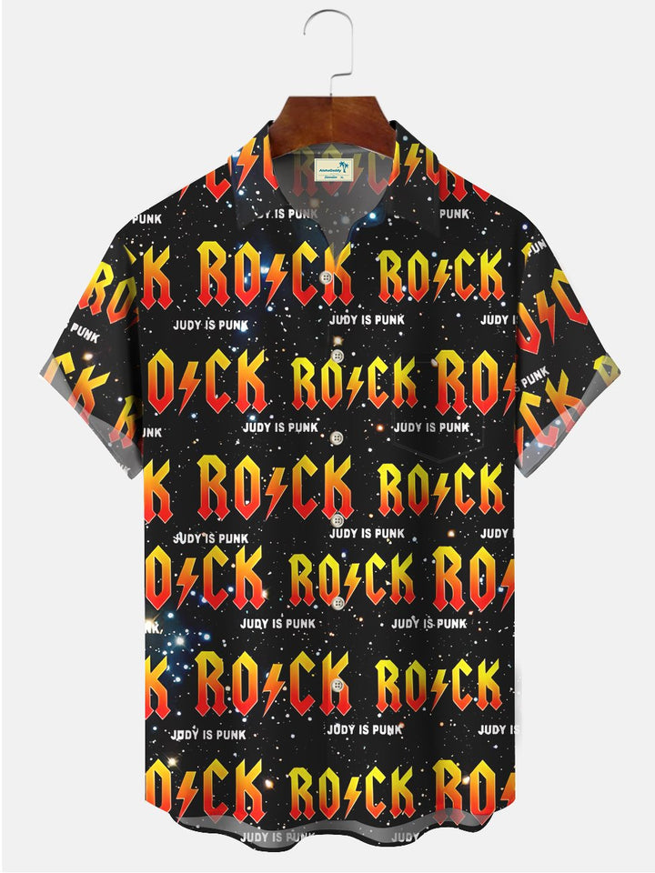 Alohadaddy Rock Letters Printed Casual Plus Size Shirts