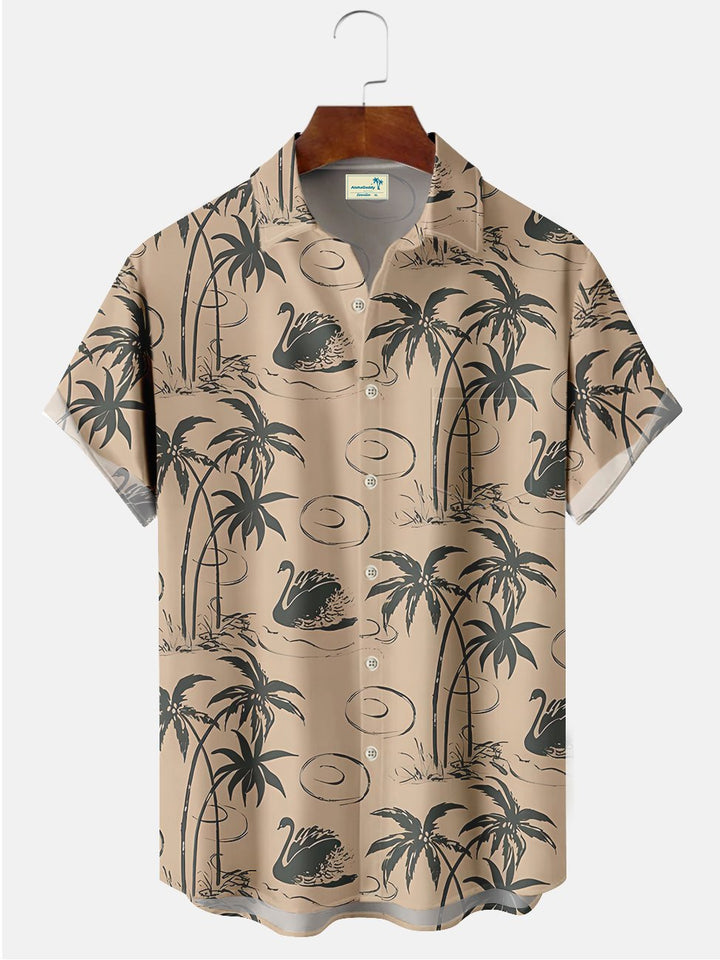 Alohadaddy Vintage Coconut Tree Printed Casual Plus Size Shirts