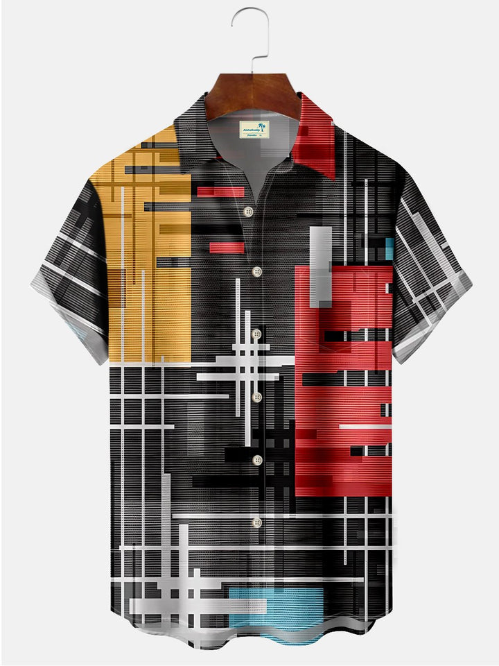 Alohadaddy Abstract Geometric Printed Casual Plus Size Shirts