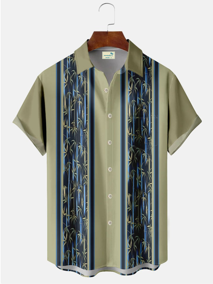 Alohadaddy Vintage Plant Bowling Printed Casual Plus Size Shirts