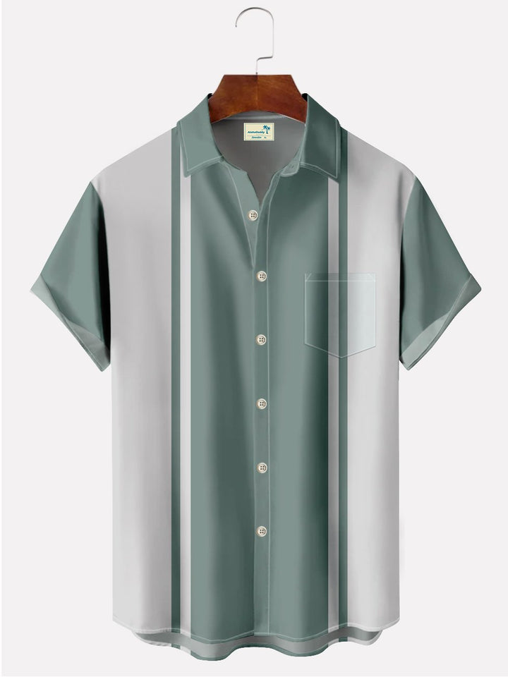 Alohadaddy Vintage Stripes Bowling Printed Casual Plus Size Shirts