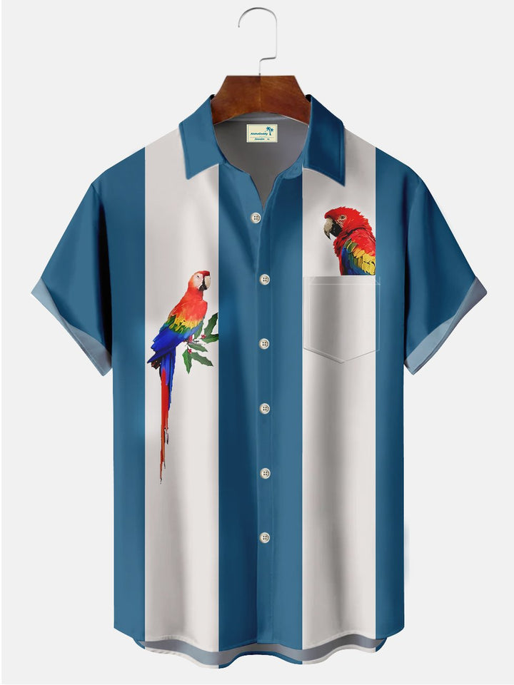 Alohadaddy Vintage Parrot Bowling Printed Casual Plus Size Shirts