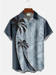 Alohadaddy Coconut Tree Contrast Printed Casual Plus Size Shirts
