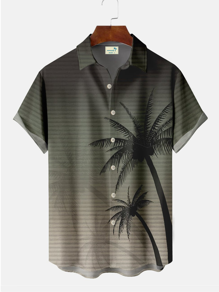 Alohadaddy Hawaii Vintage Ombre Palm Tree Printed Casual Plus Size Shirts