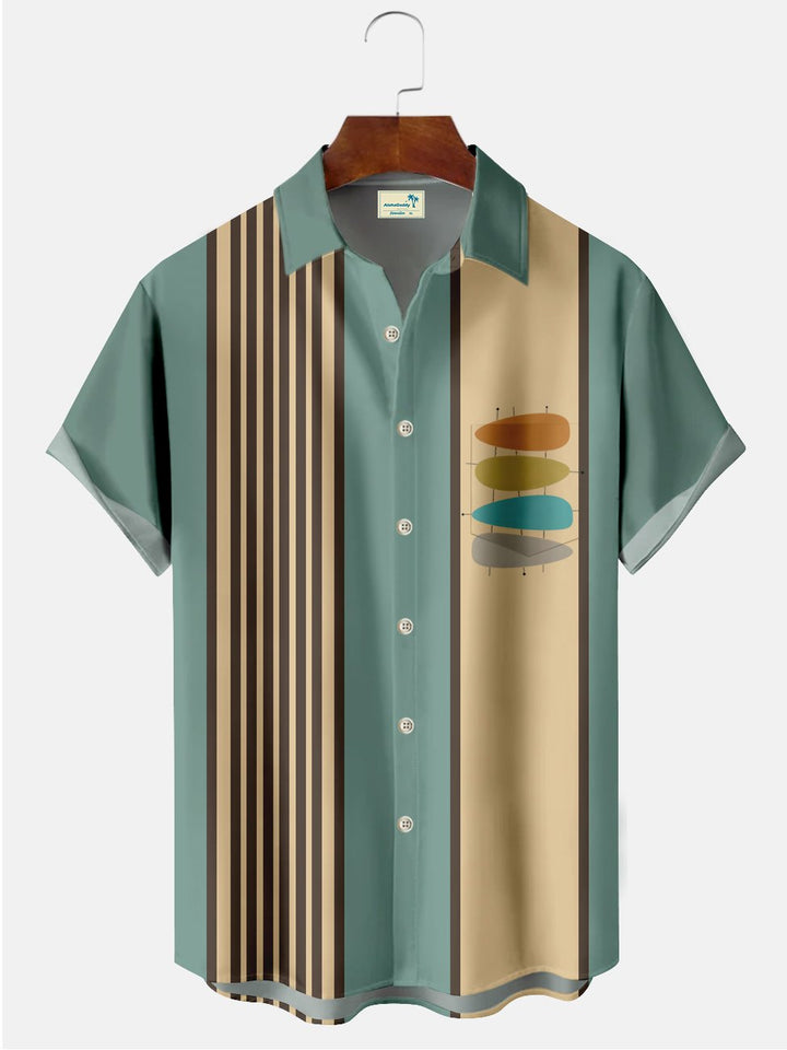 Alohadaddy Vintage Mid-century Abstract Geometric Bowling Printed Casual Plus Size Shirts
