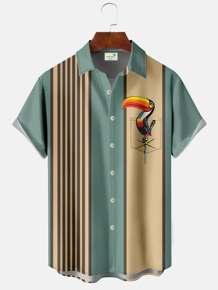 Alohadaddy Vintage Toucan Beer Bowling Printed Casual Plus Size Shirts