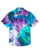 Camisas casuales de mezcla de algodón con estampado floral en azul y morado