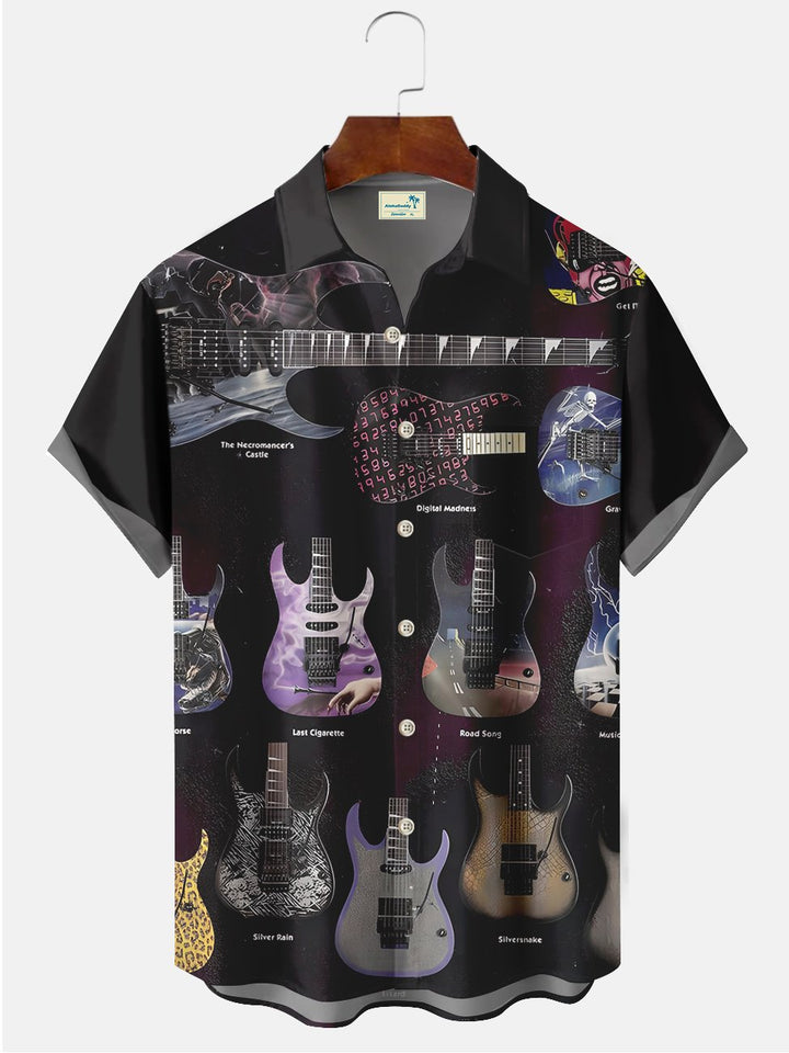 Alohadaddy Rock Guitar Printed Casual Plus Size Shirts